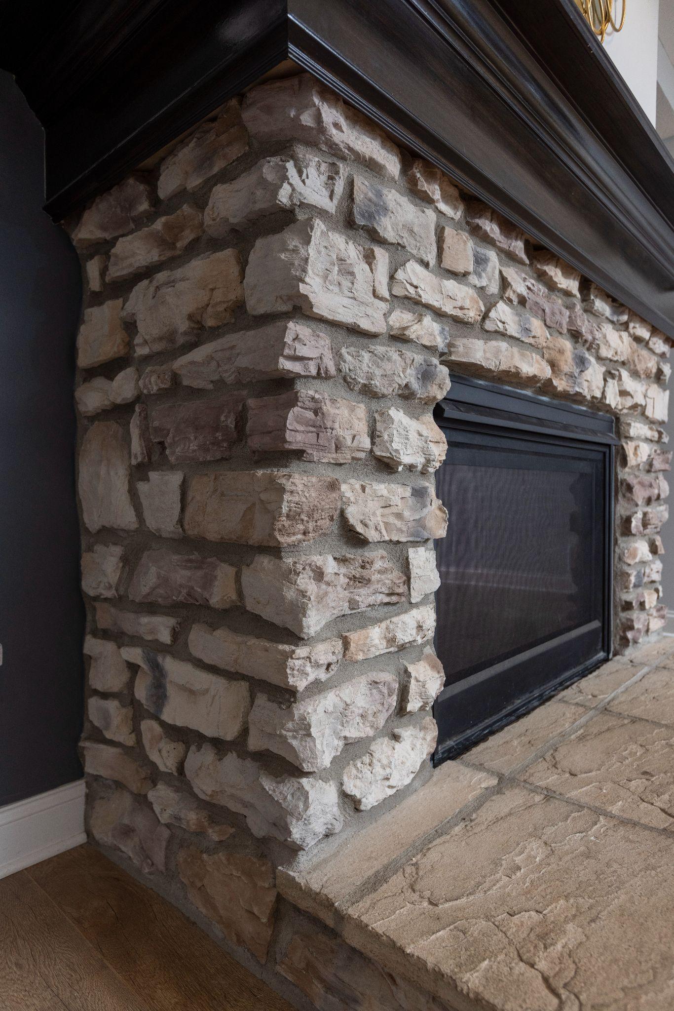 Stone Wrapped Fireplace: