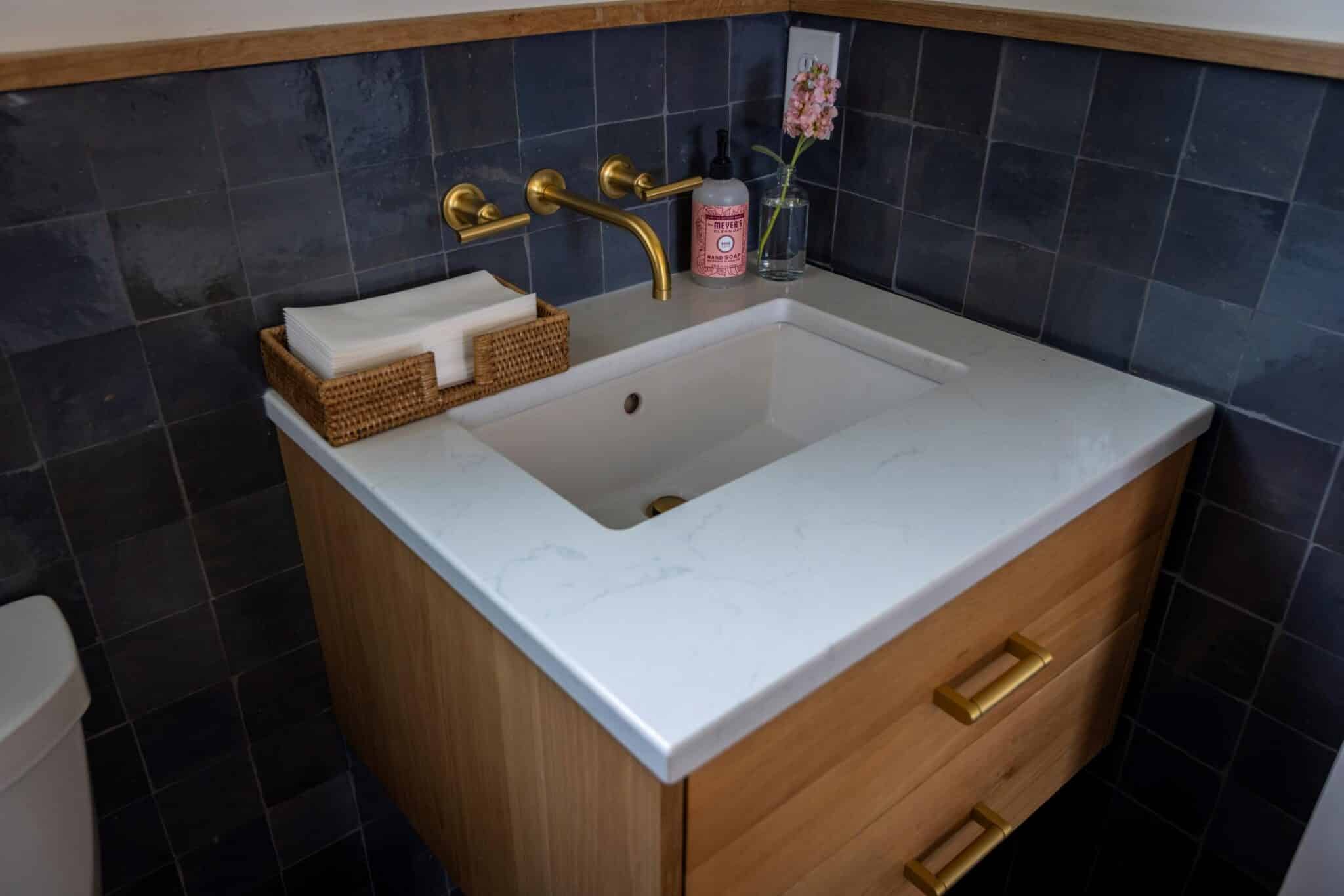 Mid - Level Quartz Powder Room Counters